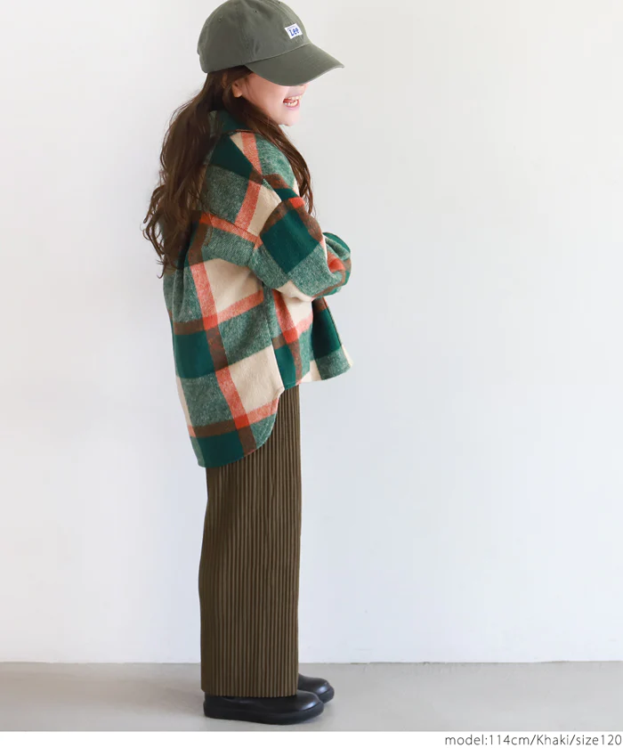 日本 COCA - [可剪裁] 顯瘦百摺垂墜長褲-孩子-米杏