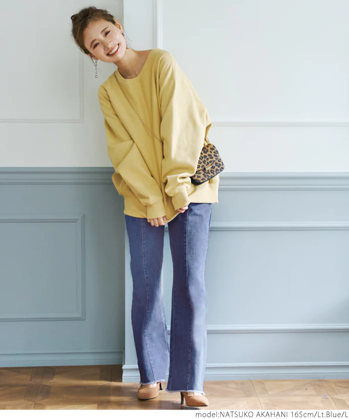 日本 COCA - 美腿打褶丹寧牛仔褲-靛藍