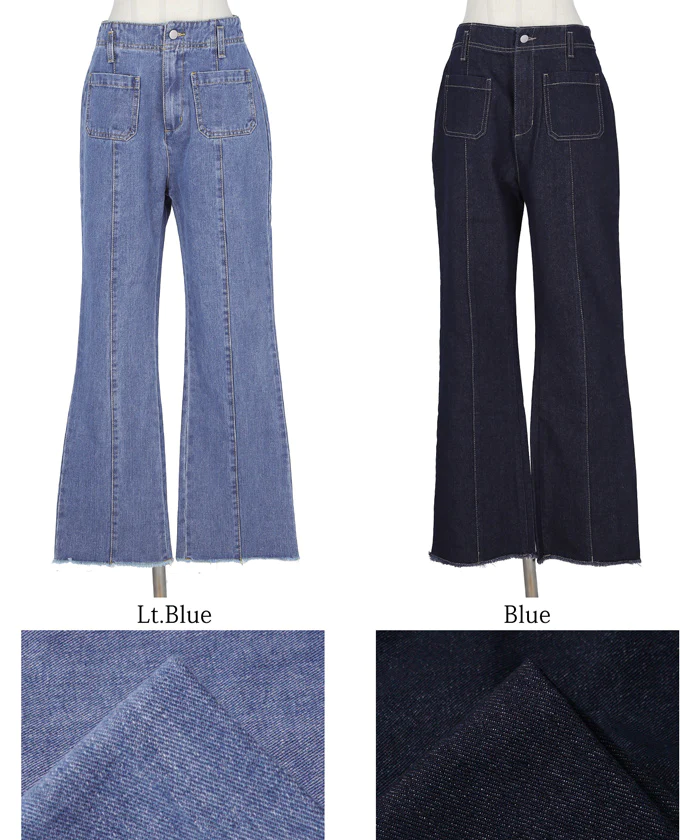 日本 COCA - 美腿打褶丹寧牛仔褲-靛藍