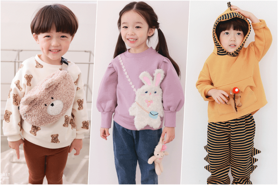 韓國 Coco rabbit - 鬆緊腰彈性牛仔長褲(附玩偶)-熊貓-黑