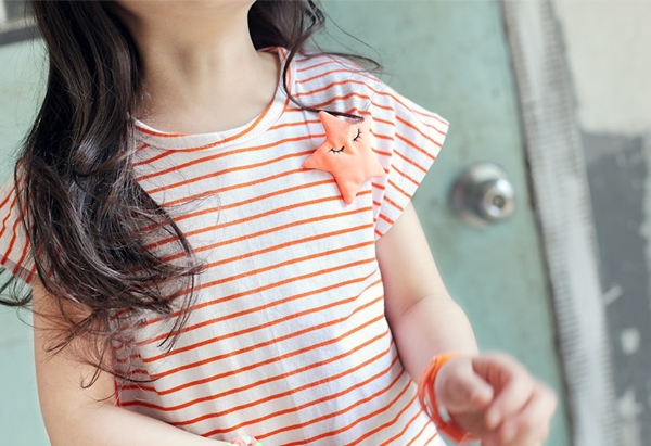 亮眼橘立體星星上衣