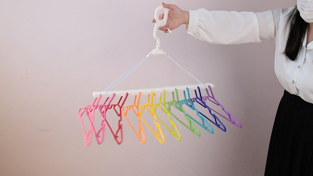 日本代購 - 熱銷定番 SUNNY系列彩虹可折疊衣架-10件衣架組 (55x38x50cm)